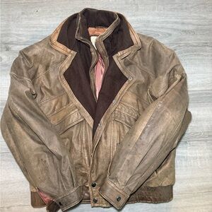 Vintage Genuine Leather Bomber Jacket
